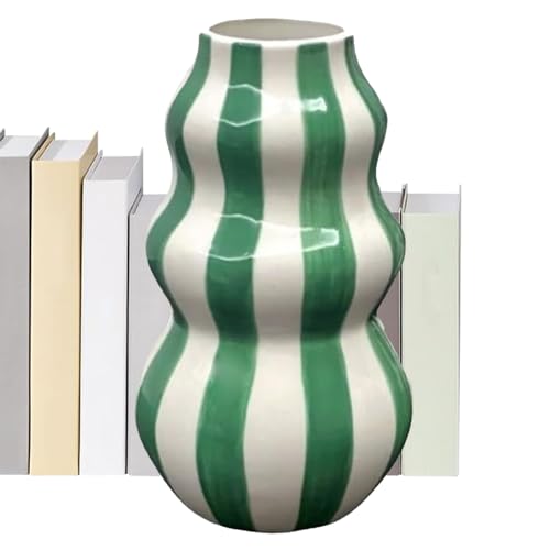 Streysisl Moderne Vase, ästhetische Vase, gestreifter Keramik-Blumenbehälter, Handwerk für Wohnung, Badezimmer, Küche, Innenraum, Tisch, Tafelaufsatz, Dekoration von Streysisl