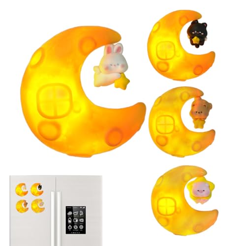 Streysisl Niedliche magnetische Kühlschrankaufkleber, Cartoon-Anti-Rutsch-Nachtlicht, 4 x niedliche Kühlschrankmagnete, sturzfeste Nachtlampe für Zuhause, Küche, Arbeit, Wohnung Streysisl Niedliche magnetische Kühlschrankaufkleber, Cartoon-Anti-Rutsch-Nachtlicht, 4 x niedliche Kühlschrankmagnete, sturzfeste Nachtlampe für Zuhause, Küche, Arbeit, Wohnung von Streysisl