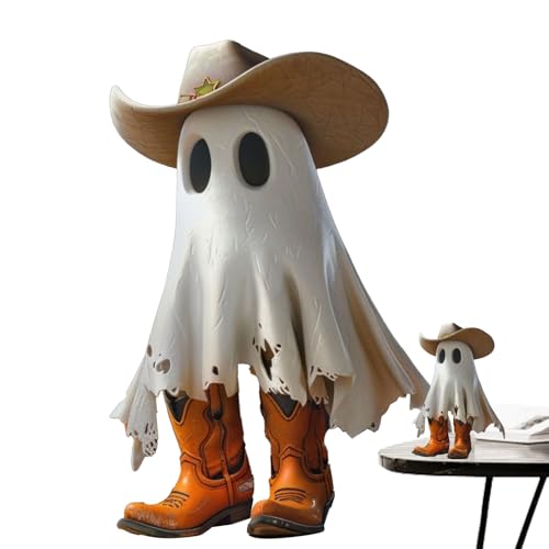 Streysisl Niedlicher Geist aus Kunstharz, Halloween-Statue mit Hut und Stiefeln – Tisch-Ornamente, saisonale Cowboy-Mode-Ergänzung für Couchtisch, Nachttisch Streysisl Niedlicher Geist aus Kunstharz, Halloween-Statue mit Hut und Stiefeln – Tisch-Ornamente, saisonale Cowboy-Mode-Ergänzung für Couchtisch, Nachttisch von Streysisl