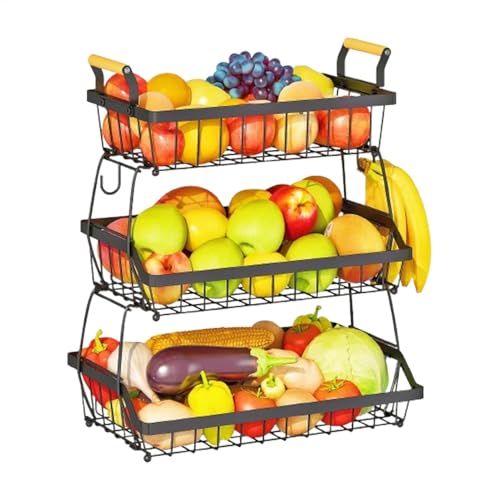Streysisl Obst-Organizer für die Arbeitsplatte, Metall-Obstkorb, Aufbewahrungsregal, multifunktional, abnehmbar, mehrstöckig, Küchenzubehör für Obst Streysisl Obst-Organizer für die Arbeitsplatte, Metall-Obstkorb, Aufbewahrungsregal, multifunktional, abnehmbar, mehrstöckig, Küchenzubehör für Obst von Streysisl
