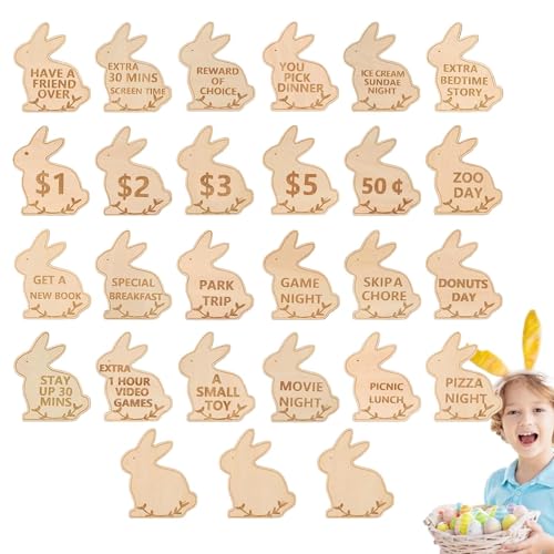 Streysisl Osterbelohnungsmarken aus Holz – Osterverhaltens-Token, Holz-Osterhasen-Eier, Belohnungsmarken, Osterpreise, Osterei-Füller, Familiennacht-Spielsteine für Kinder Streysisl Osterbelohnungsmarken aus Holz – Osterverhaltens-Token, Holz-Osterhasen-Eier, Belohnungsmarken, Osterpreise, Osterei-Füller, Familiennacht-Spielsteine für Kinder von Streysisl