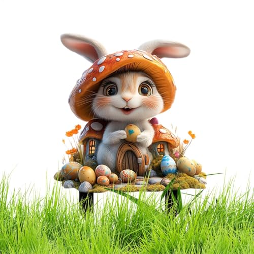 Streysisl Osterhasen-Gartenstecker | 2D-Acryl-Tier Happy Easter Holiday Outdoor Willkommensschild | dekorativ für Zuhause, Außentür, , Rasen, Garten, Hinterhof-Dekorationen von Streysisl