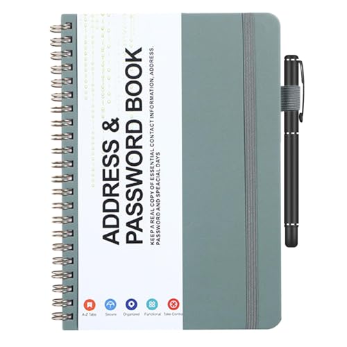 Streysisl Passwort-Organizer-Buch – Tragbares Passwort-Organizer, Notizbuch, kompaktes Spiralnotizbuch für Verwandte, Freunde oder Kollegen Streysisl Passwort-Organizer-Buch – Tragbares Passwort-Organizer, Notizbuch, kompaktes Spiralnotizbuch für Verwandte, Freunde oder Kollegen von Streysisl