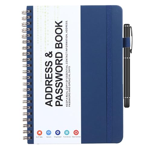 Streysisl Passwortbuch mit alphabetischen Registern – Passwort-Organizer Notizblock – kompaktes Spiralnotizbuch für Verwandte, Freunde oder Kollegen Streysisl Passwortbuch mit alphabetischen Registern – Passwort-Organizer Notizblock – kompaktes Spiralnotizbuch für Verwandte, Freunde oder Kollegen von Streysisl