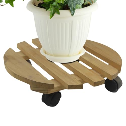 Streysisl Pflanzenständer- – -Rollbrett | robuster Pflanzen-Caddy mit 360°-Rädern, für den Innen- und Außenbereich, Holz-Pflanzenständer mit Rädern von Streysisl