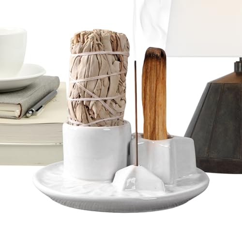 Streysisl Räucherstäbchenhalter für Stäbchen – Aschefänger-Tablett, Ornament, Keramik, multifunktionaler Brenner für Sauna, Entspannung, Meditation, Hotel, Schlafzimmer, Spa, Bücherregale, Café von Streysisl