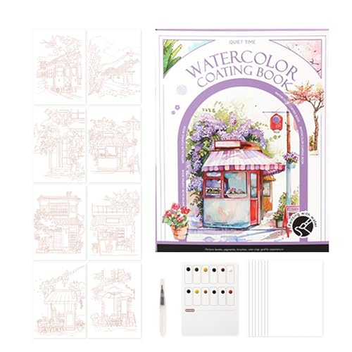 Streysisl Reise-Aquarell-Set, Reise-Kunst-Set mit Palette und Pinsel, dreifach gefaltetes multifunktionales Miniatur-Malset mit 12 Farben für Erwachsene und Anfänger von Streysisl