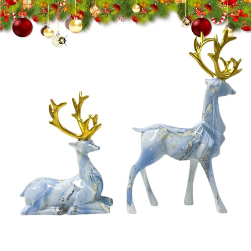 Streysisl Rentier Figur, Hirsch Skulptur für Wohnzimmer, sitzend stehend Rentier Skulptur Licht Luxus Kreative Ornamente 2er Set für Kamin Esstisch Wohnzimmer Dekoration Streysisl Rentier Figur, Hirsch Skulptur für Wohnzimmer, sitzend stehend Rentier Skulptur Licht Luxus Kreative Ornamente 2er Set für Kamin Esstisch Wohnzimmer Dekoration von Streysisl