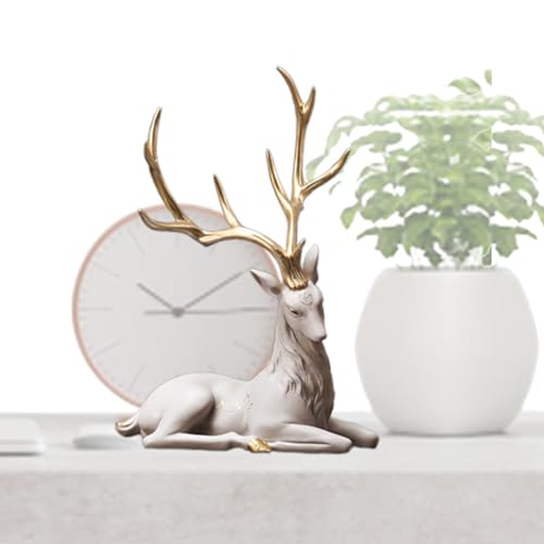 Streysisl Rentier Statue | Kreative Hirschfigur aus Kunstharz | Tischplatte Harz Elch Figuren für Weihnachten Kleine Deko Hirsch Figuren für Innen Streysisl Rentier Statue | Kreative Hirschfigur aus Kunstharz | Tischplatte Harz Elch Figuren für Weihnachten Kleine Deko Hirsch Figuren für Innen von Streysisl