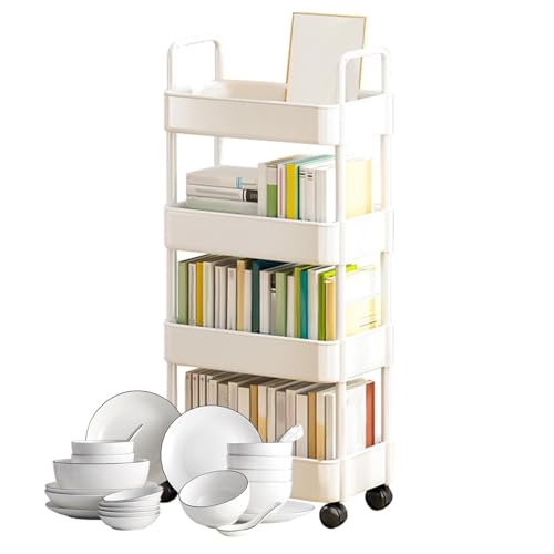 Streysisl Rollwagen | Rollwagen für Bücher – 3/4 Etagen mit Rädern, Aufbewahrungswagen mit Griffen, geeignet für Küche, Wohnzimmer, Arbeitsplatz Streysisl Rollwagen | Rollwagen für Bücher – 3/4 Etagen mit Rädern, Aufbewahrungswagen mit Griffen, geeignet für Küche, Wohnzimmer, Arbeitsplatz von Streysisl