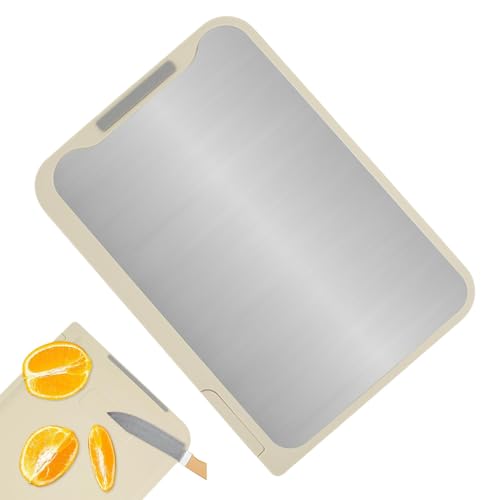 Streysisl Schneidebrett aus Edelstahl, doppelseitiges Metall-Schneidebrett, Backbrett für Arbeitsplatte, Küchenwerkzeug für Fleisch, Obst, , Brot, Backen Streysisl Schneidebrett aus Edelstahl, doppelseitiges Metall-Schneidebrett, Backbrett für Arbeitsplatte, Küchenwerkzeug für Fleisch, Obst, , Brot, Backen von Streysisl