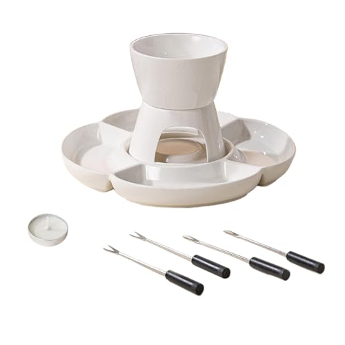 Streysisl Schokoladentopf Set, Schokolade Schmelzen Keramik Topf Kit mit Gabel und Tablett, Interaktives Fondue-Set Kerzenheizung, für Weihnachten Valentinstag Streysisl Schokoladentopf Set, Schokolade Schmelzen Keramik Topf Kit mit Gabel und Tablett, Interaktives Fondue-Set Kerzenheizung, für Weihnachten Valentinstag von Streysisl
