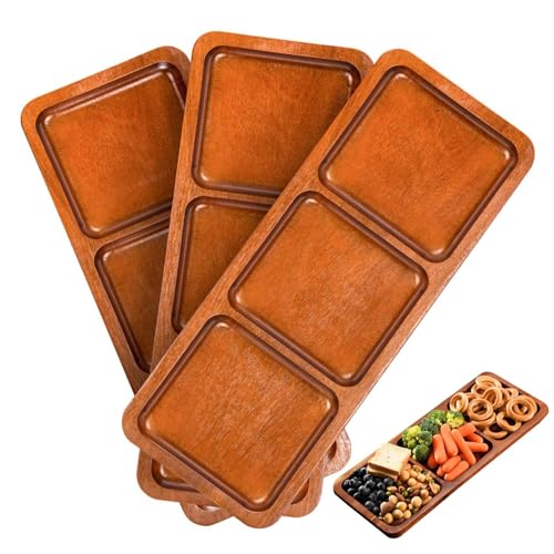 Streysisl Serviertablett aus Holz, Desserttablett mit 3 Fächern, schöne geteilte Dessertteller, stabile Servierutensilien aus Holz für Zuhause, Restaurant, Hotel, Markt Streysisl Serviertablett aus Holz, Desserttablett mit 3 Fächern, schöne geteilte Dessertteller, stabile Servierutensilien aus Holz für Zuhause, Restaurant, Hotel, Markt von Streysisl