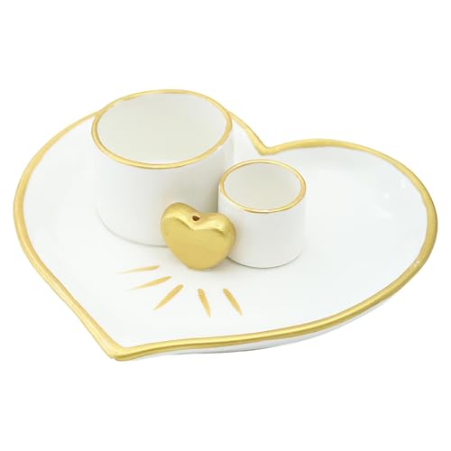 Streysisl Smudge Burner | Keramik-Räucherstäbchenhalter Tablett – Zen- , Herz-Design, Smudge Bowl, Aschefänger-Tablett für Wohnzimmer Streysisl Smudge Burner | Keramik-Räucherstäbchenhalter Tablett – Zen- , Herz-Design, Smudge Bowl, Aschefänger-Tablett für Wohnzimmer von Streysisl