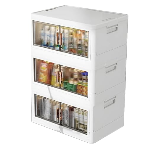 Streysisl Stapelbarer Organizer mit Deckel und Türen, Mehrzweck-Aufbewahrungsbehälter für Schränke – visuelle Aufbewahrungsbehälter mit Deckel mit Türen, Aufbewahrungsbox für Wohnheim Streysisl Stapelbarer Organizer mit Deckel und Türen, Mehrzweck-Aufbewahrungsbehälter für Schränke – visuelle Aufbewahrungsbehälter mit Deckel mit Türen, Aufbewahrungsbox für Wohnheim von Streysisl