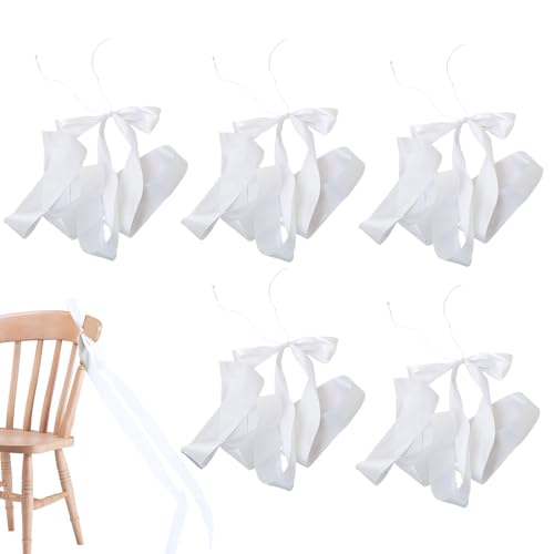 Streysisl Stuhldekoration mit Schleife für Hochzeit – 5 x verlängerte Kirchenstuhl-Dekoration, Hochzeits-Auto-Dekorationen für Empfang, Brautparty und elegante Veranstaltung von Streysisl