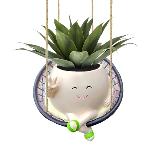 Streysisl Swing Pot - Smiling Plant Pot - Cute Swinging Smiling Face Decorative Plant Pot For Garden, Hof, Indoor Plants von Streysisl