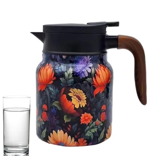 Streysisl Thermo-Kaffeekaraffe, Vintage-Blumenmuster, Kaffeekaraffen zum Warmhalten, Getränkespender mit Tee-Ei und Sieb für kalten Tee, Wasser und Kaffee Streysisl Thermo-Kaffeekaraffe, Vintage-Blumenmuster, Kaffeekaraffen zum Warmhalten, Getränkespender mit Tee-Ei und Sieb für kalten Tee, Wasser und Kaffee von Streysisl