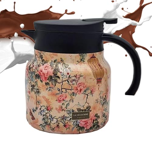 Streysisl Thermokaraffe für heiße Getränke, Vintage-Blumenmuster, Kaffeekaraffen zum Warmhalten – Getränkespender mit Tee-Ei und Sieb für kalten Tee, Wasser und Kaffee Streysisl Thermokaraffe für heiße Getränke, Vintage-Blumenmuster, Kaffeekaraffen zum Warmhalten – Getränkespender mit Tee-Ei und Sieb für kalten Tee, Wasser und Kaffee von Streysisl