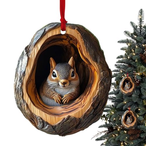 Streysisl Tier-Weihnachtsschmuck, niedlicher Weihnachtsbaumschmuck, 2D-Acryl-Ornamente, Waschbär, Eule, Eichhörnchen, Igel, Hase, Vogel, Wildtier-Ornamente für Zuhause, Rucksack, Partys Streysisl Tier-Weihnachtsschmuck, niedlicher Weihnachtsbaumschmuck, 2D-Acryl-Ornamente, Waschbär, Eule, Eichhörnchen, Igel, Hase, Vogel, Wildtier-Ornamente für Zuhause, Rucksack, Partys von Streysisl