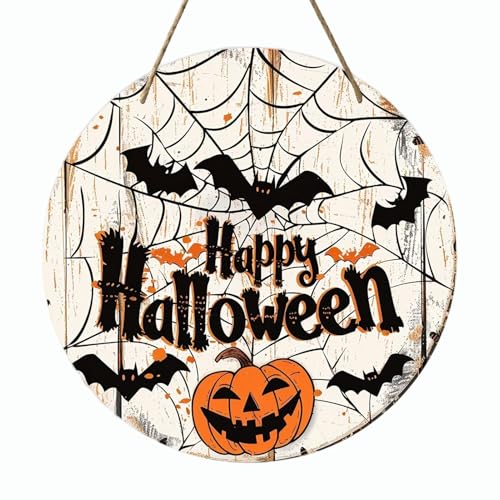 Streysisl Türschild "Happy Halloween", Fledermaus-Wanddekoration, Holz-Halloween-Dekoration für Haustür, Bauernhaus, Veranda, Wand von Streysisl