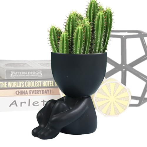 Streysisl Übertopf mit Gesicht, Keramik-Pflanztopf mit Drainage, schöne menschliche Form, moderner dekorativer Topf für Innenblumen, Pflanzen, Kaktus-Bonsai von Streysisl