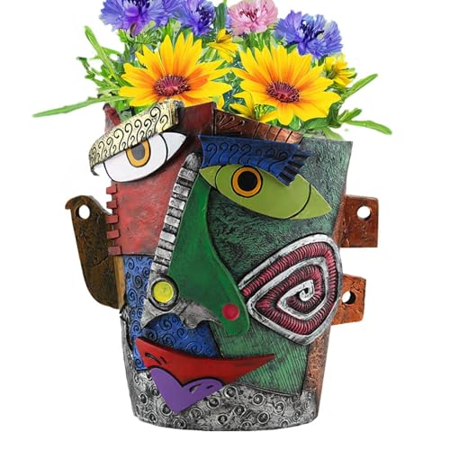 Streysisl Übertopf mit abstraktem Kopf, grüner Pflanzgefäß, buntes Gesicht, abstrakter Kunstharz-Blumentopf, abstrakter Kopf, Übertöpfe, Behälter, Innenhof, Outdoor Streysisl Übertopf mit abstraktem Kopf, grüner Pflanzgefäß, buntes Gesicht, abstrakter Kunstharz-Blumentopf, abstrakter Kopf, Übertöpfe, Behälter, Innenhof, Outdoor von Streysisl