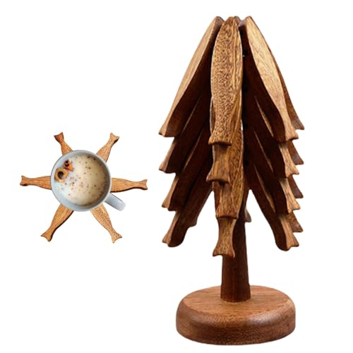 Streysisl Untersetzer aus Holz für heiße Gerichte | Tischmatten-Set mit Ständer – kreative Desktop-Dekoration, hitzebeständige Pads für Topf, Schüssel, Teekanne, Hot Pot Streysisl Untersetzer aus Holz für heiße Gerichte | Tischmatten-Set mit Ständer – kreative Desktop-Dekoration, hitzebeständige Pads für Topf, Schüssel, Teekanne, Hot Pot von Streysisl