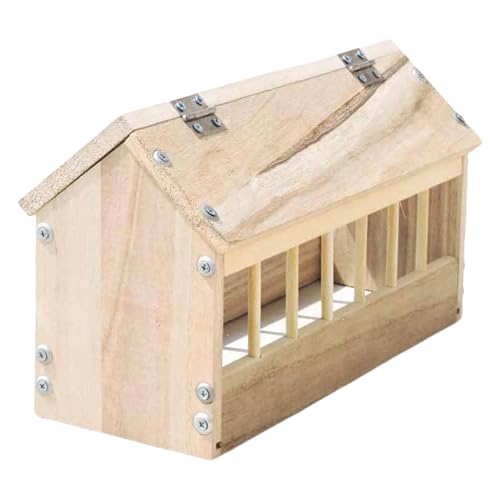 Streysisl Vogelfutterspender – Vogelfutterspender | Dickes Holzhaus Design Geflügeltrog Kein Abfall für Hühnerstall Hahnschuppen Bauernhof Henne Hinterhof von Streysisl