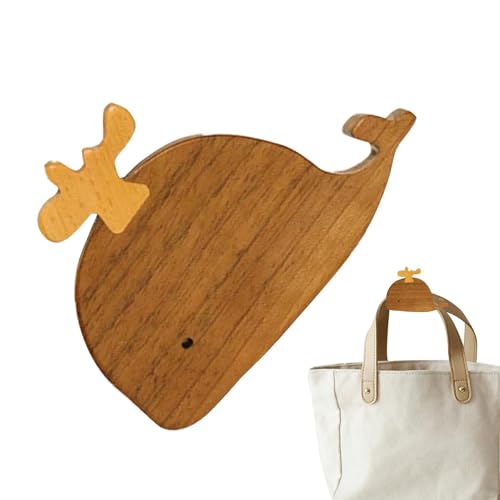 Streysisl Wandhaken aus Holz, niedlicher Walhaken für Badezimmer, kein Stanzen Garderobe für Küche, Badezimmer, Wandaufhängung, Handtuchhaken aus Holz für Kleidung von Streysisl