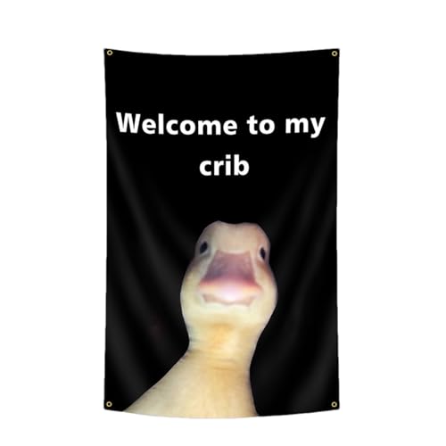 Streysisl Wandtapisserie "Welcome to My Crib Duck Flagge" mit Messingösen, Schlafzimmer-Dekoration, Heimdekoration, lustige Poster, Hintergrund für drinnen und draußen, für Studentenwohnheim Streysisl Wandtapisserie "Welcome to My Crib Duck Flagge" mit Messingösen, Schlafzimmer-Dekoration, Heimdekoration, lustige Poster, Hintergrund für drinnen und draußen, für Studentenwohnheim von Streysisl