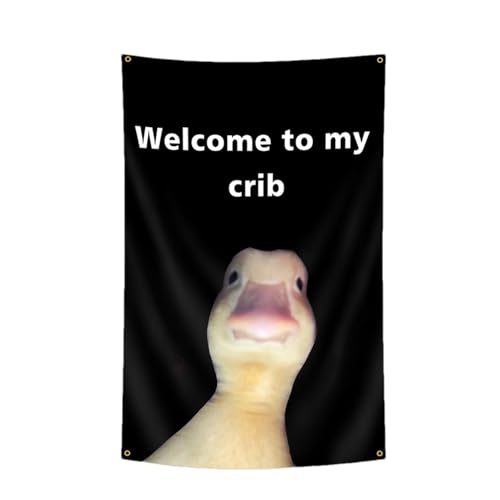Streysisl Wandtapisserie "Welcome to My Crib Duck Flagge" mit Messingösen, Schlafzimmer-Dekoration, Heimdekoration, lustige Poster, Hintergrund für drinnen und draußen, für Studentenwohnheim Streysisl Wandtapisserie "Welcome to My Crib Duck Flagge" mit Messingösen, Schlafzimmer-Dekoration, Heimdekoration, lustige Poster, Hintergrund für drinnen und draußen, für Studentenwohnheim von Streysisl