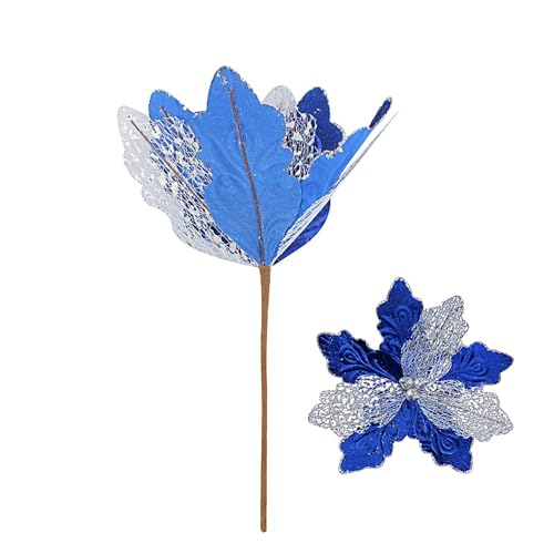 Streysisl Weihnachten Künstliche Blumen für Kranz, Weihnachtsdekoration Glitzer Handgemachte Blumen Ornament, Weihnachten Weihnachtsstern Künstliche Blumen für Weihnachten Neujahr Hochzeit Partys von Streysisl