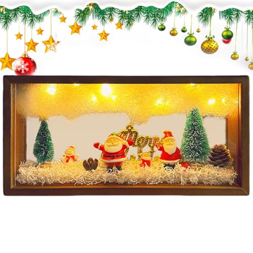 Streysisl Weihnachtliche Tischlicht-Dekoration – Weihnachtsszene Schreibtisch-Ornament – Elch-Szenen-Layout, Dekoration, Fotorahmen, für Zuhause, flexible Helligkeit von Streysisl