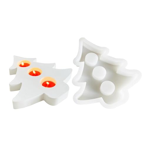 Streysisl Weihnachtsbaum-Gipsform – Kerzenhalter-Form, Weihnachtsbaum-Form – Silikon-Gipsformen, Harz, Kerzenhalter, Zement, Ornament, Epoxid-Gussformen für Heimdekoration von Streysisl