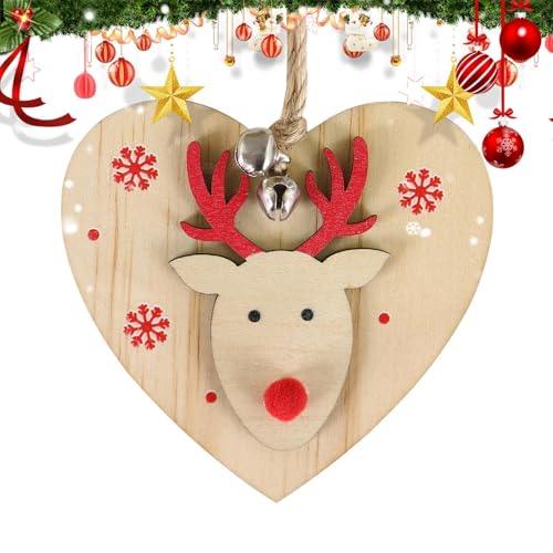Streysisl Weihnachtselch-Ornament – Rentier-Ornamente für Weihnachtsbaum mit Glocken – Rentier aus Holz für den Winterurlaub im Bauernhaus Streysisl Weihnachtselch-Ornament – Rentier-Ornamente für Weihnachtsbaum mit Glocken – Rentier aus Holz für den Winterurlaub im Bauernhaus von Streysisl