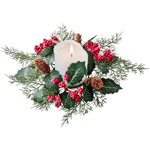 Streysisl Weihnachtskränze für Haustür, Kerzenringkranz, Weihnachten, rote Beeren, Tannenzapfen, Tischdekoration, Dekoration für Zuhause, Bauernhaus, Hochzeit, Party, Wohnzimmer, Kaminsims, Esszimmer Streysisl Weihnachtskränze für Haustür, Kerzenringkranz, Weihnachten, rote Beeren, Tannenzapfen, Tischdekoration, Dekoration für Zuhause, Bauernhaus, Hochzeit, Party, Wohnzimmer, Kaminsims, Esszimmer von Streysisl