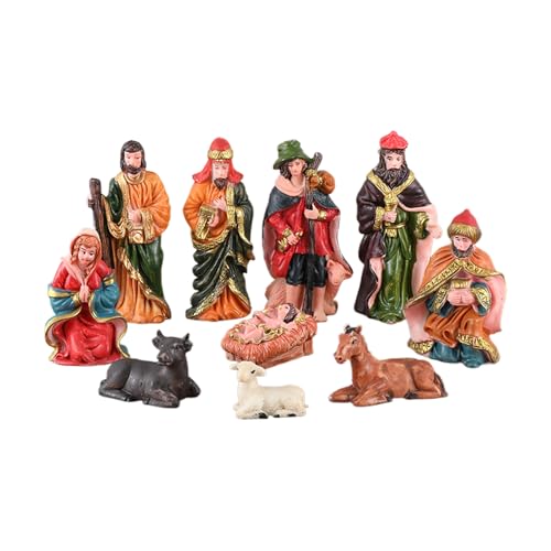 Streysisl Weihnachtskrippenfiguren – Christus Geburt Jesu Ornament – religiöse Miniaturfiguren-Set aus Kunstharz für Tisch, Zuhause, Frauen, Kaminsims, Schreibtisch, Fensterbank, Männerregal Streysisl Weihnachtskrippenfiguren – Christus Geburt Jesu Ornament – religiöse Miniaturfiguren-Set aus Kunstharz für Tisch, Zuhause, Frauen, Kaminsims, Schreibtisch, Fensterbank, Männerregal von Streysisl