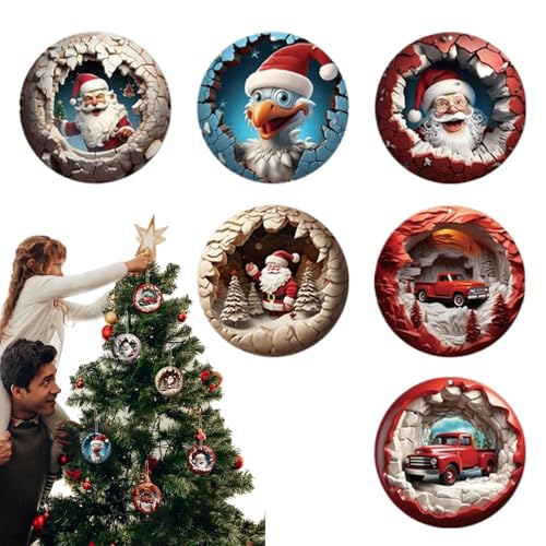 Streysisl Weihnachtsmann-Ornament für Weihnachtsbaum, 6 x Acryl-Ornamente, Auto-Rückansicht-Ornament, Damen, Kinder, Taschenanhänger, 2D-Kunst für Tür, Fenster Streysisl Weihnachtsmann-Ornament für Weihnachtsbaum, 6 x Acryl-Ornamente, Auto-Rückansicht-Ornament, Damen, Kinder, Taschenanhänger, 2D-Kunst für Tür, Fenster von Streysisl