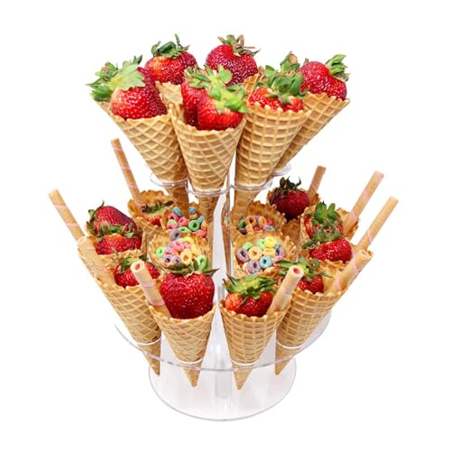 Transparenter Eistütenhalter, 24 Löcher, Lebensmittelständer, Sommer-Lebensmittelkegel, Acryl-Ständer, Waffeldisplay, Sommer-Lebensmittelkegel, Display für müheloses Servieren von Streysisl