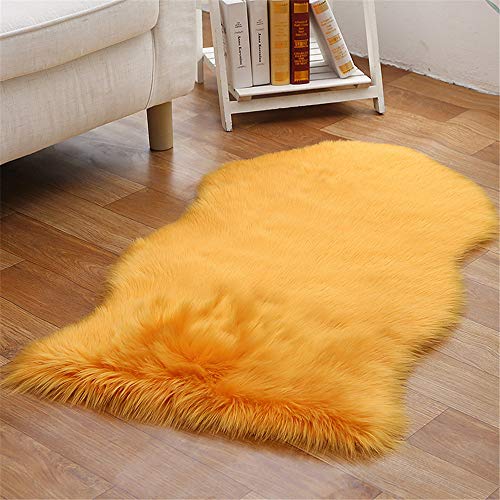 Strhopelove Faux Lammfell Schaffell Teppich Kunstfell Dekofell Lammfellimitat Teppich Longhair Fell Nachahmung Wolle Bettvorleger Sofa Matte (Orange) von Strhopelove