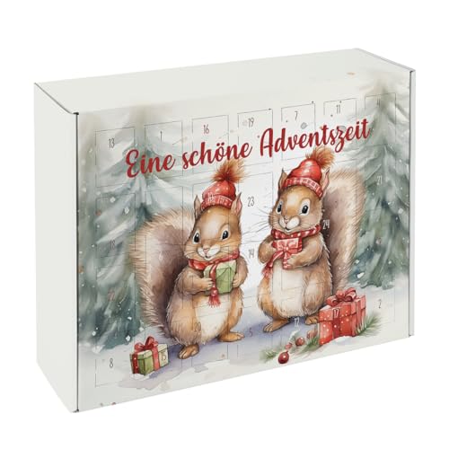 Striefchen® DIY Adventskalender zum selbst befüllen mit niedlichem Eichhörnchen Motiv und Wunschtext von Striefchen