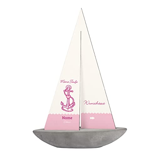 Striefchen® Dekoration Taufe Segelschiff personalisiert/Tischdeko Rosa von Striefchen