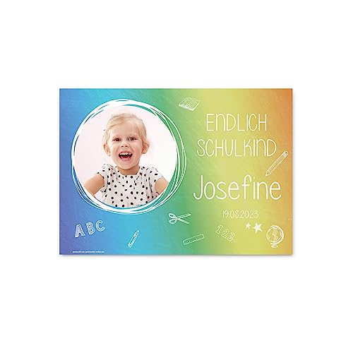 Striefchen® Foto-Banner zur Einschulung - Endlich Schulkind! - mit Namen des Kindes 50 x 70 cm Papier Bunt von Striefchen