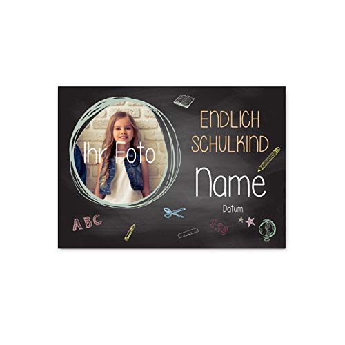 Striefchen® Foto-Banner zur Einschulung - Endlich Schulkind! - mit Namen des Kindes 50 x 70 cm Papier von Striefchen