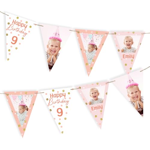 Striefchen® Geburtstag Partydeko Wimpelkette mit eigenen Fotos (Rosa) von Striefchen