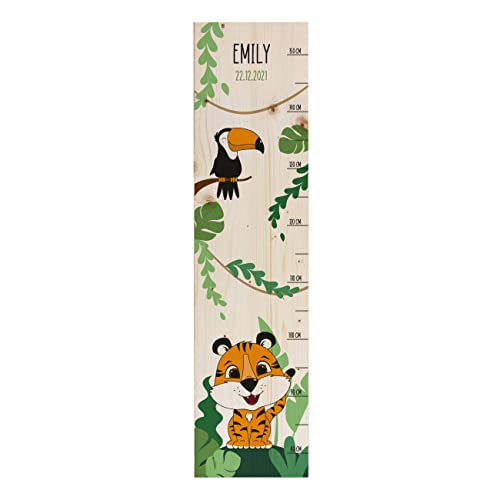 Striefchen® Messlatte für Kinder mit Namen aus Holz für Kinderzimmer mit niedlichen Motiven Messleiste Tiger von Striefchen