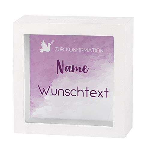 Striefchen® Spardose zur Konfirmation mit Namen als Geldgeschenk Lila von Striefchen