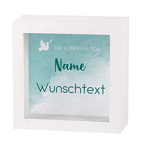 Striefchen® Spardose zur Konfirmation mit Namen als Geldgeschenk Türkis von Striefchen