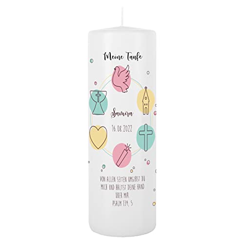 Striefchen® Taufkerze, 25 cm Höhe, verschiedene Motive, mit Ihren Wunschdaten personalisiert christliche Symbole von Striefchen
